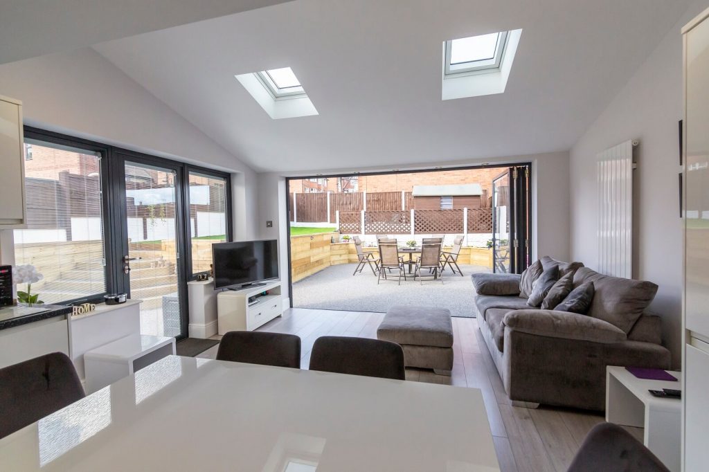Living room extension with rooflights