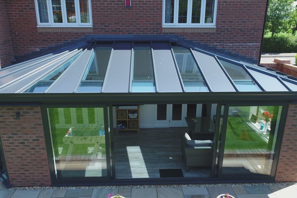 An ultraframe livin roof conservatory